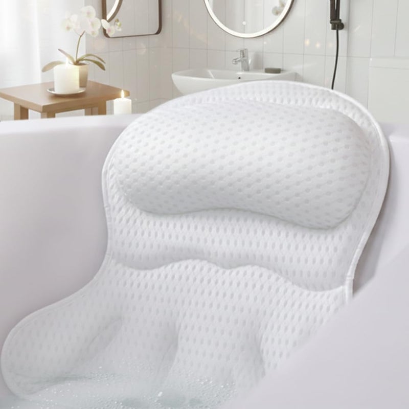 RYNEX Bath Pillows for Tub, Bath Pillow Luxury Bathtub Pillows for Head and Neck Support - With 4D Air Mesh Fabric & Strong 6 Suction Cups, Tub Pillow For Bathtub, Bath Accessories & Spa Gifts For Women Men - Image 1